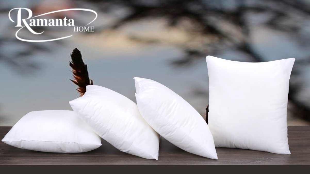 Ramanta Home Throw Pillow Insert (16x16 Inches, Set of 4) - Premium White Sham Stuffer Pillow Inserts for Couch and Bed