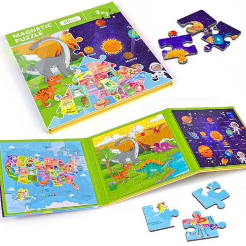 3 Pack Magnetic Travel Puzzles for Kids