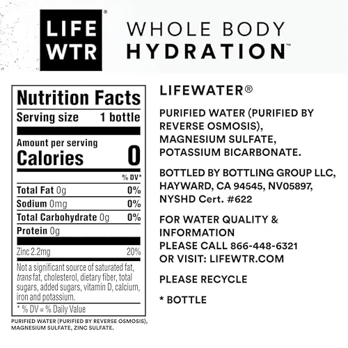 LIFEWTR Premium Purified Water, pH Balanced with Electrolytes, 100% recycled plastic bottles, 23.7 Fl Oz Flip Cap Bottles, 700 mL (Pack of 12)