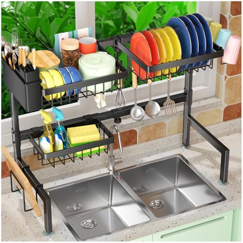 Adjustable Over Sink 2-Tier Dish Drying Rack