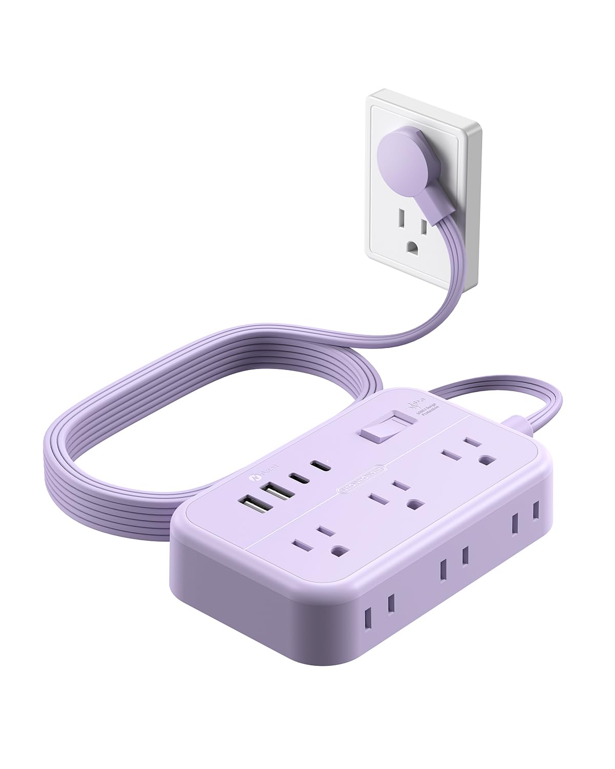 20W Flat Plug Surge Protector Power Strip with USB