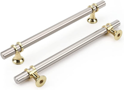 Brushed Nickel and Gold Cabinet Pulls - 10 Pack