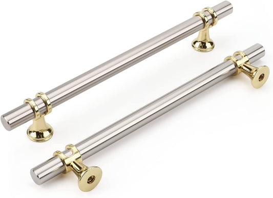 Brushed Nickel and Gold Cabinet Pulls - 10 Pack