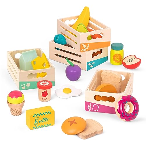 24 Piece B. toys Wooden Grocery Sorting Playset