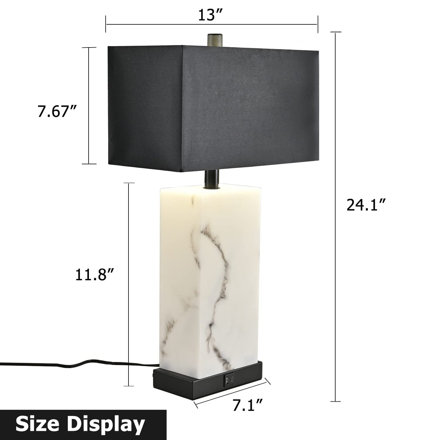 24" Dimmable Touch Table Lamps with USB Ports