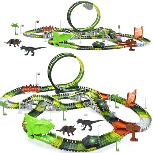 286 Piece Dinosaur Race Track Toy Set for Kids
