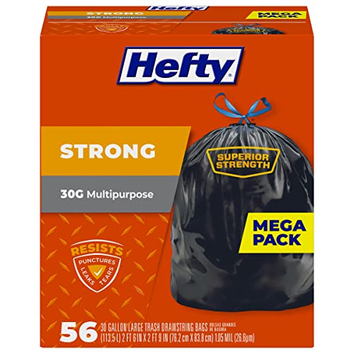 56 Pack Hefty 30 Gallon Strong Trash Bags