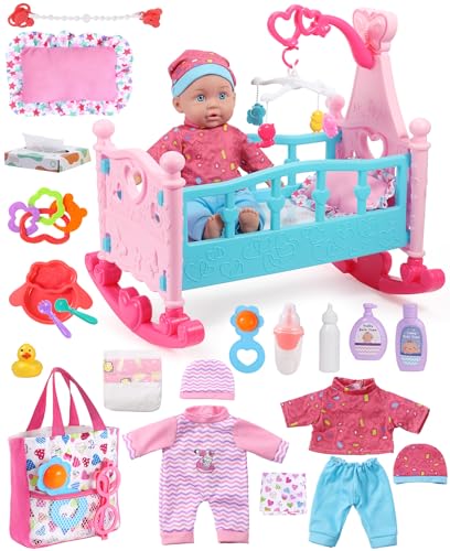12 Inch Baby Doll Playset with Crib and Accessories