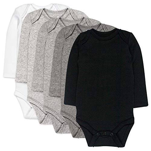 5 Pack Organic Cotton Long Sleeve Baby Bodysuits