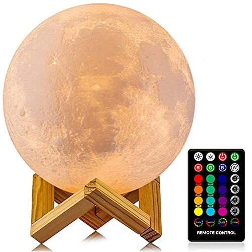 16-Color Remote Control 3D Moon Lamp