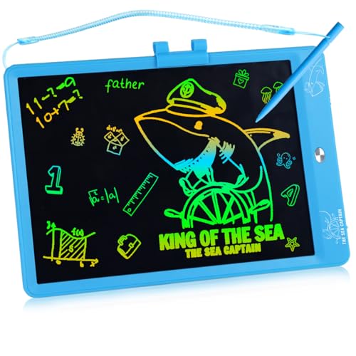 ZMLM LCD Writing Tablet Doodle Board: 10 Inch Boys Girls Toy for Age 3-12 Gift | Erasable 120,000+, Drawing, Counting, Spelling Learning Board for Birthday Valentines Day Gifts, Blue Shark