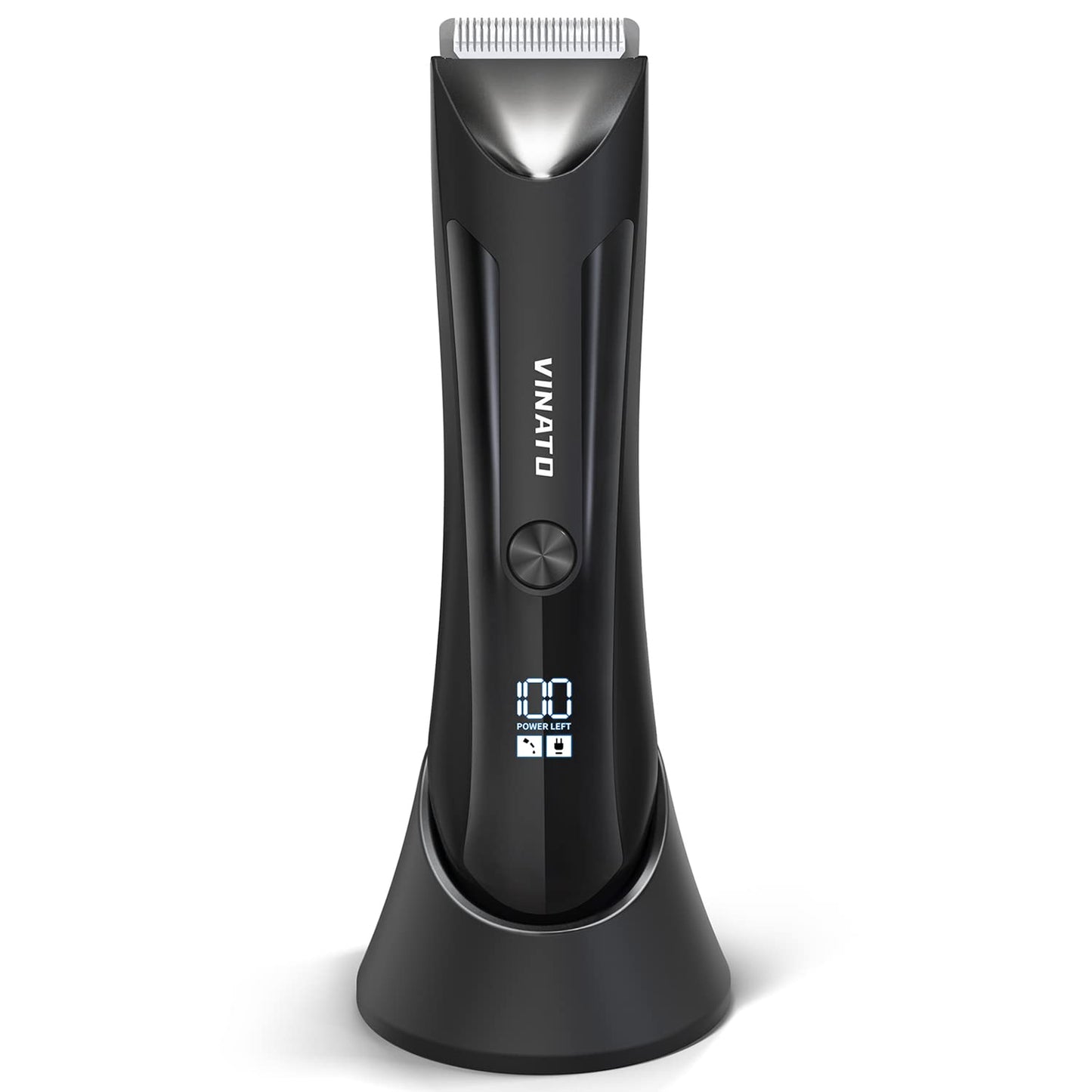 VINATO Electric Body Hair Trimmer -Groin Hair Trimmer for Men, USB Recharge Dock Replaceable Ceramic Blade, Male Hygiene Razor, 90 Mins Battery Life