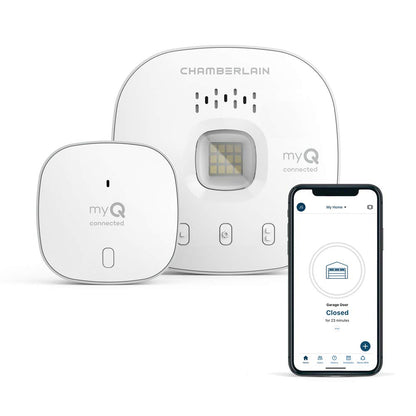 CHAMBERLAIN Smart Garage Control - Wireless Garage Hub and Sensor with Wifi & Bluetooth - Smartphone Controlled, myQ-G0401-ES, White