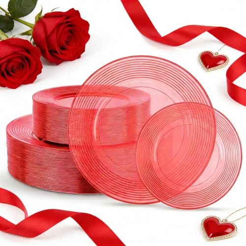 100 Count Heavy Duty Disposable Plastic Plates Set