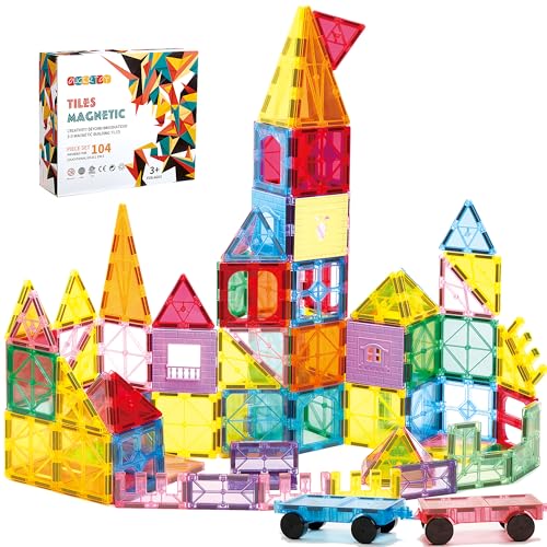 104 Piece Magnetic Building Tiles STEM Construction Set