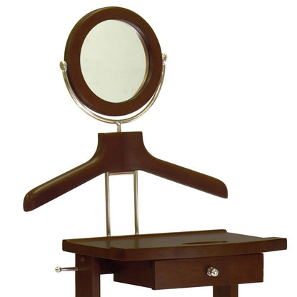 Winsome Wood Valet Stand With Mirror, Drawer, Tie Hook, Casters, Antique Walnut (94155)