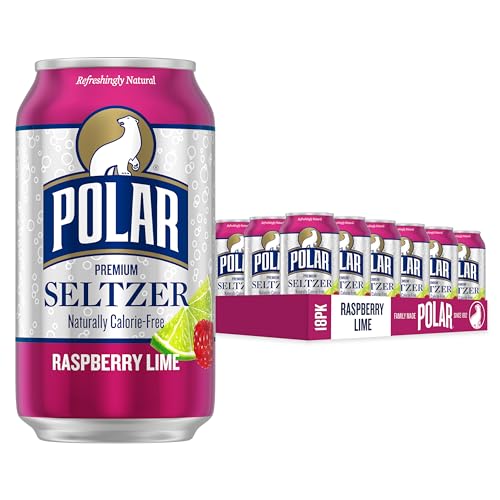 18 Pack Polar Raspberry Lime Seltzer Water Cans