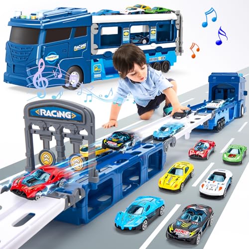 2 in 1 Car Carrier Race Track Toy Set
