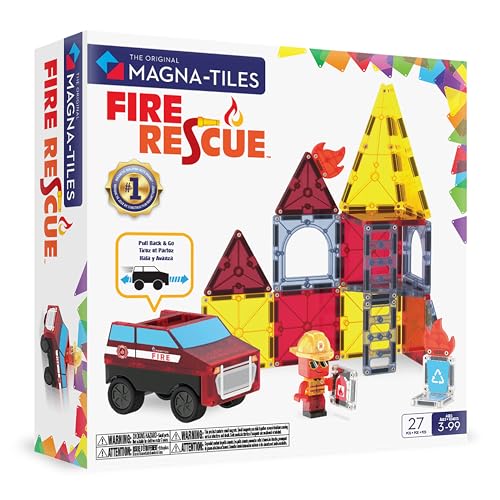 27 Piece MAGNA-TILES Fire Rescue Magnetic Building Set