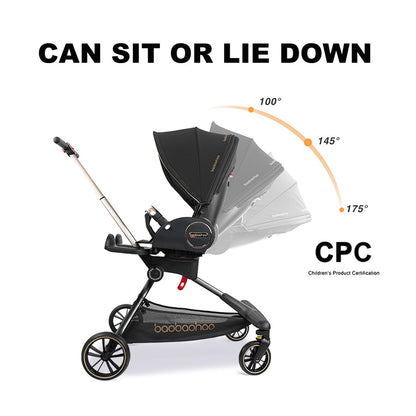 Lightweight 360° Baby Stroller with Adjustable Canopy