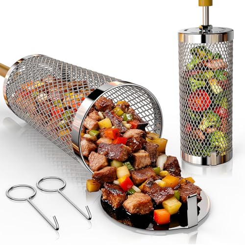 2 Pack Rolling Stainless Steel Grill Baskets