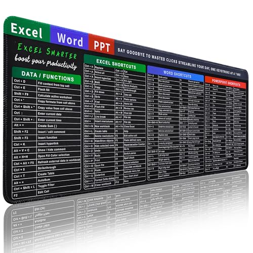Excel Shortcuts Desk Pad Mouse Pad