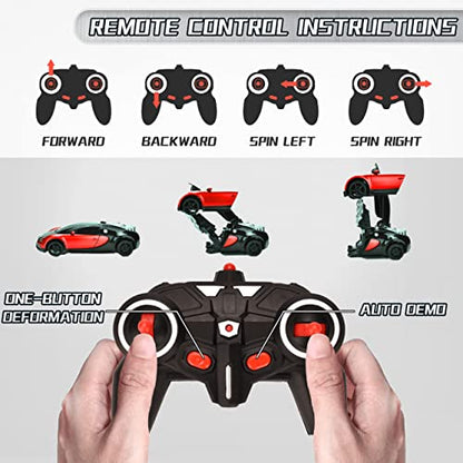 Ursulan Transform RC Car Remote Control Car with One Key Transformation, New Upgrade Deformed Robot for Kids Rechargeable Cars for Boys Age 3-8, Christmas for Boys and Girls (Red)