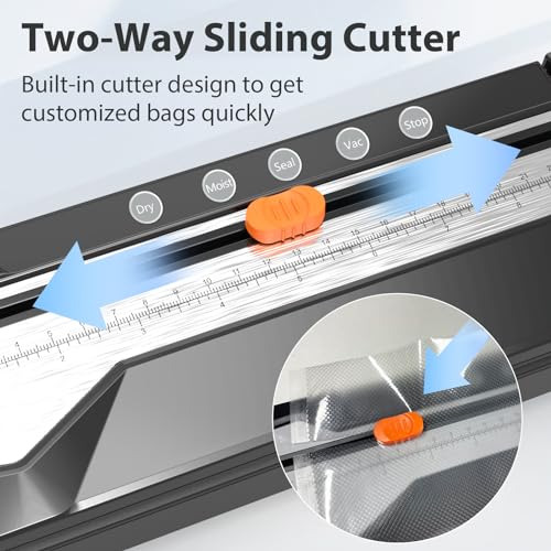 Vacuum Sealer Machine, Automatic Food Vacuum Sealer 5 Modes with 15 Sealer Bags and Built-in Cutter, Compact One-Touch Food Sealer Vac Pack Machine for Sous Vide & Dry Moist Foods, Black