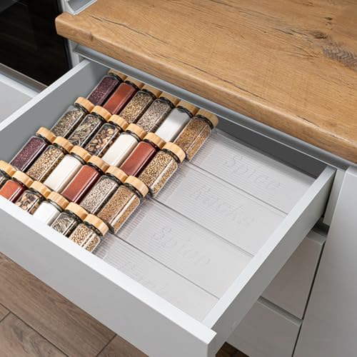 4 Pack Expandable Acrylic Spice Drawer Organizer