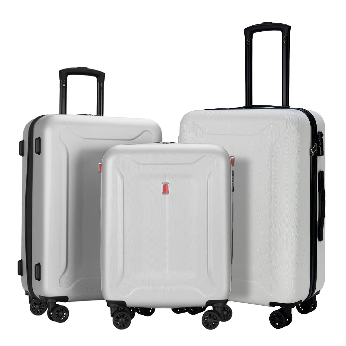 Widfre Luggage Sets 3 Pieces Carry on Suitcase Hardshell Lightweight Travel with Double Spinner Wheels Locks TSA Approved (White)