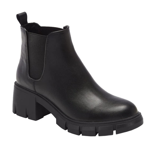 Juliet Holy Womens Lug Sole Platform Ankle Booties Chelsea Slip on Chunky Block Heel Leather Combat Boots 7.5