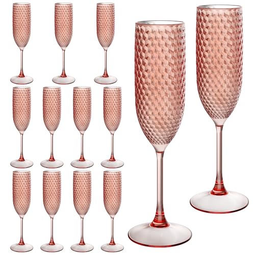 12 Pack Plastic Champagne Flutes 7oz Reusable