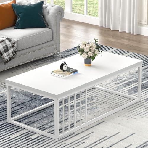 Modern Wood and Metal Rectangle Coffee Table 43.3 Inch