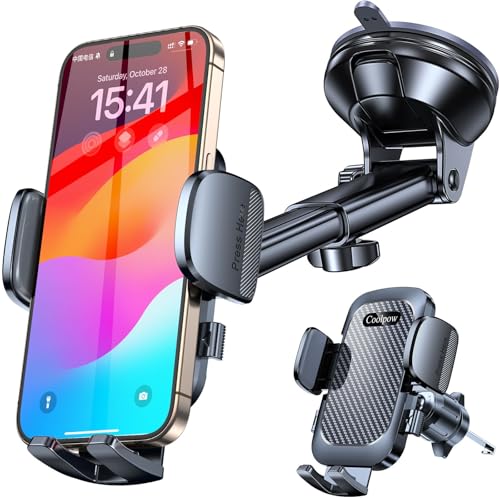 Car Phone Mount with Suction Cup and Vent Clip