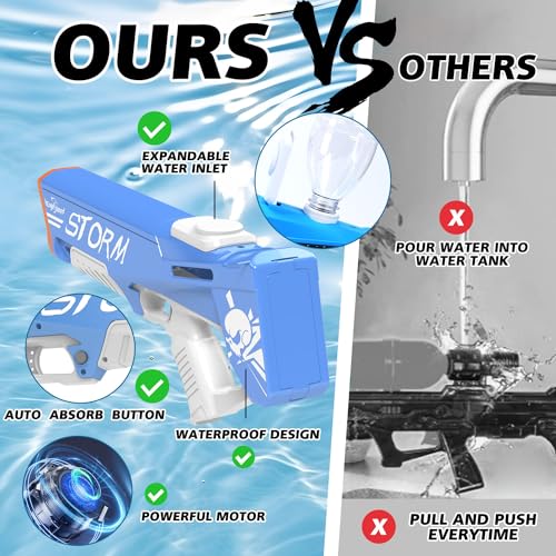 EagleStone Electric Water Gun for Kids Age 8-12, Automatic Squit Gun for Adults 33FT, Modular Battery Powered Auto Water Soaker, Kids Toy, Summer Party Favor Pool Beach Backyard Outdoor Toy Game