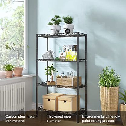 SsngygHme 4 Tier Shelves Storage, Wire Shelf Unit, Standing Adjustable Metal Shelves Organizer, Storage Racks for Restaurant Garage Pantry Kitchen Garage（ 21" x 11" x 43"）