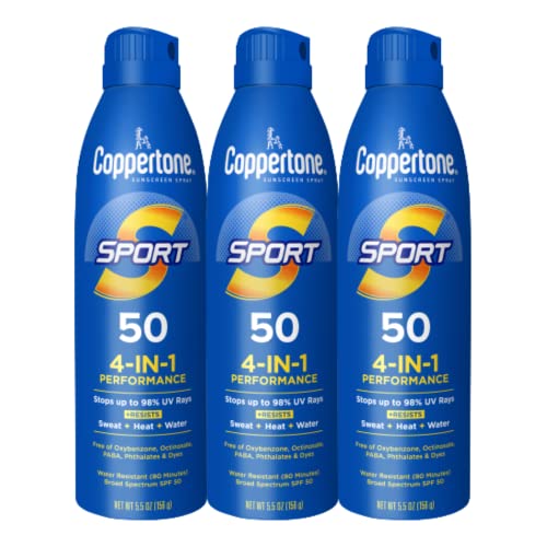 3 Pack Coppertone Sport SPF 50 Sunscreen Spray 5.5oz