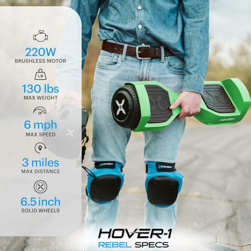 Hover-1 Rebel Electric Self Balancing Hoverboard for Kids with 6.5” Tires, Dual 110W Motors, 6 mph Max Speed, and 3 Miles Max Range Self Balancing Scooter