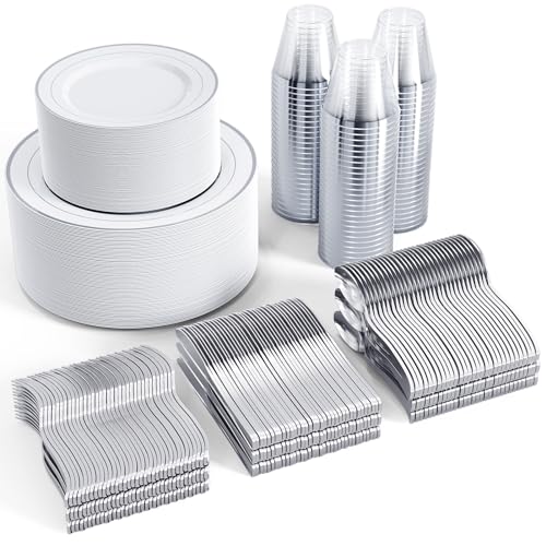 600 Count Disposable Plastic Dinnerware Set