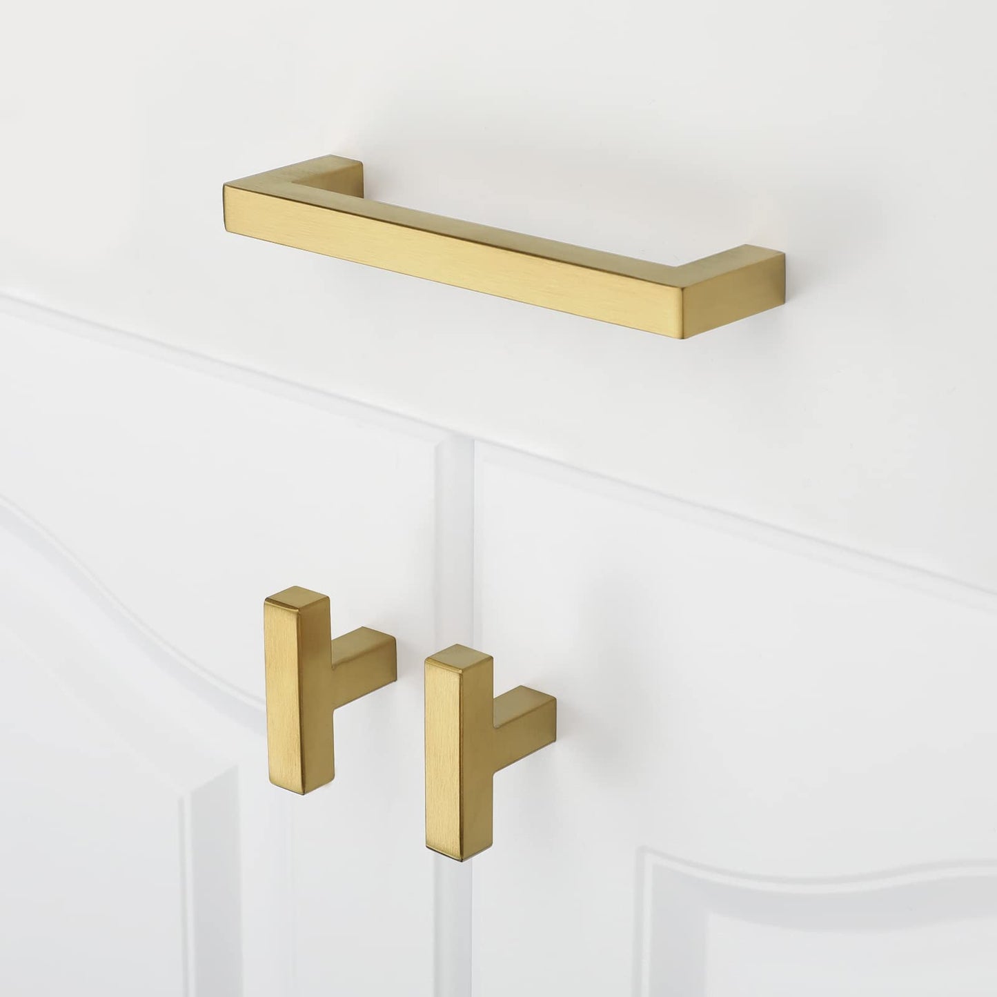 Haliwu 15 Pack/Brass Cabinet Pulls 5 inch, Gold Cabinet Handles Brushed Gold Cabinet Pulls Gold Kitchen Hardware Square Pulls