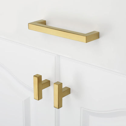 Haliwu 15 Pack/Brass Cabinet Pulls 5 inch, Gold Cabinet Handles Brushed Gold Cabinet Pulls Gold Kitchen Hardware Square Pulls