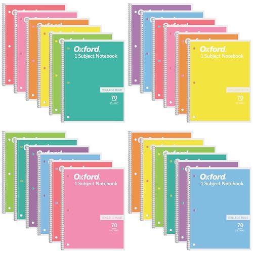 24 Pack Oxford Spiral College Ruled Notebooks 70 Sheets