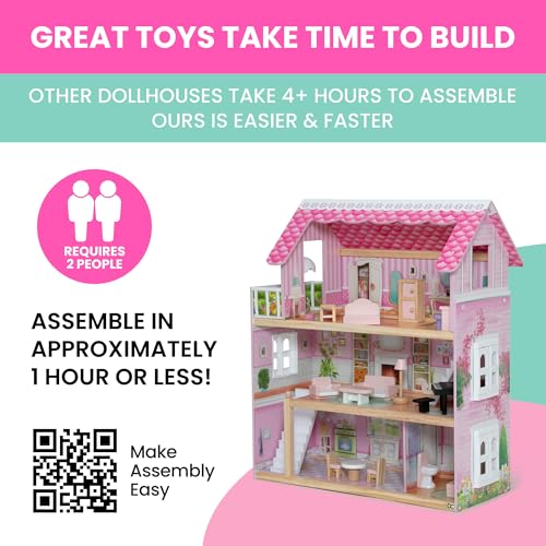Delta Children Little Gem Dollhouse - 3-Story Dollhouse with 4 Rooms - Includes 16 Accessories - Fits 5-inch Dolls - Pretend Play Dream Gift for Ages 3+