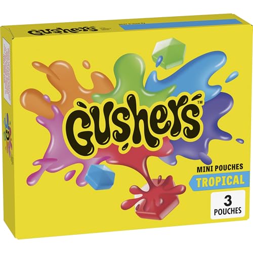 3 Pack Gushers Tropical Fruit Flavored Snacks Mini Pouches