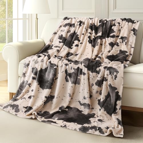 Twin Cow Print Flannel Fleece Throw Blanket
