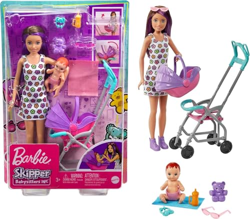 Barbie Skipper Babysitters Stroller Playset with Dolls