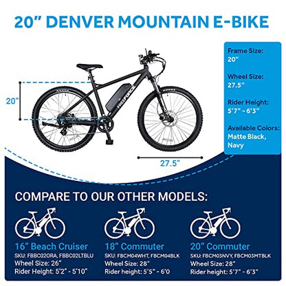 FREEFORCE Fairmount 20-in Electric Commuter Bike | Hybrid e-Bike for Adults, Thumb Throttle and Pedal Assist | for Urban City Commuting to Work or School | Matte Black