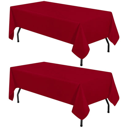 smiry 2 Pack Rectangle Table Cloth 60x102 Inch, Waterproof Anti-Scratch Polyester Tablecloth, Machine Washable Fabric Table Cover for Dining, Buffet, Parties and Outdoor, Wine Red