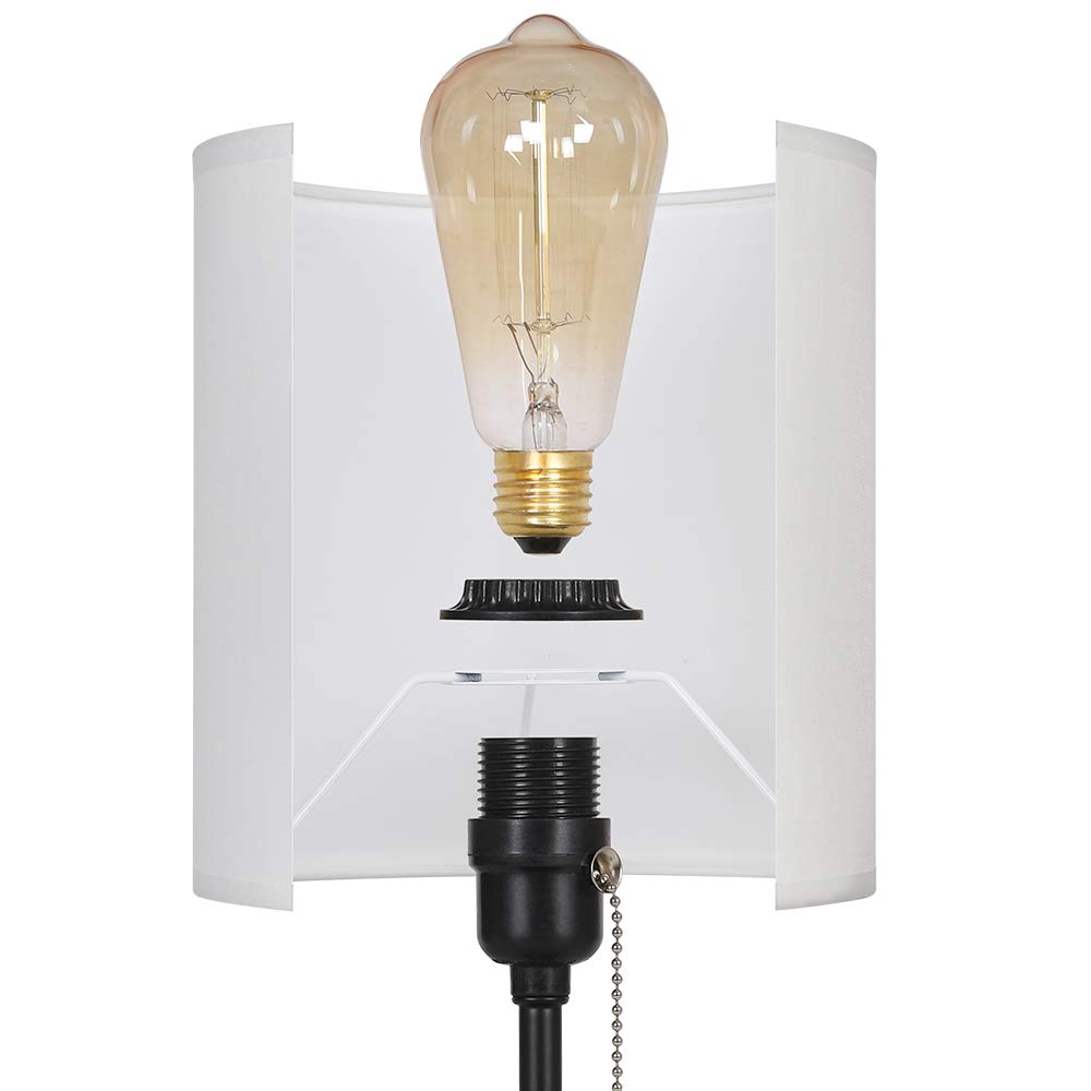 JS NOVA JUNS Table Lamps Set of 2, Bedside Lamps with Dual USB Quick Charging Ports, Desk Lamps with Metal Base White Fabric Lamp Shade for Bedroom Living Room Study Room Office Dressing Room