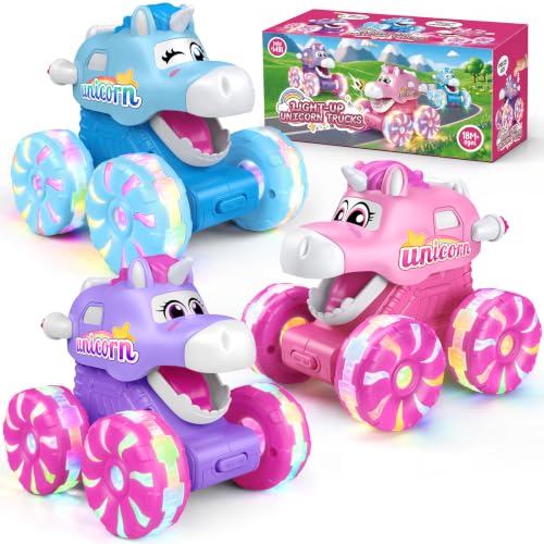 3 Pack Unicorn Monster Trucks Press and Go Toy